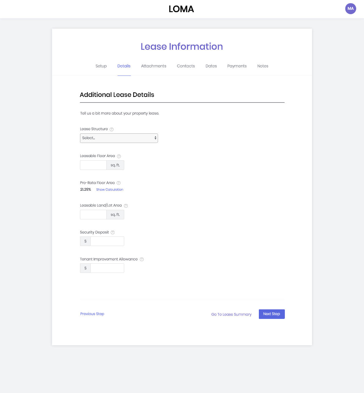 Step 2 Lease Details